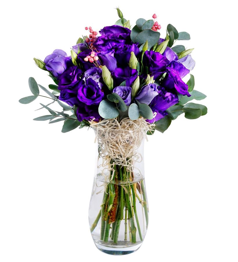 Vazoda Mor Lisyantuslar ve Kuru Çiçekler